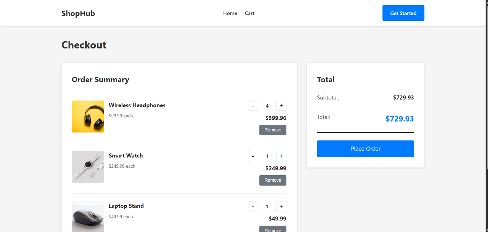 Ecommerce Website using React JS Image